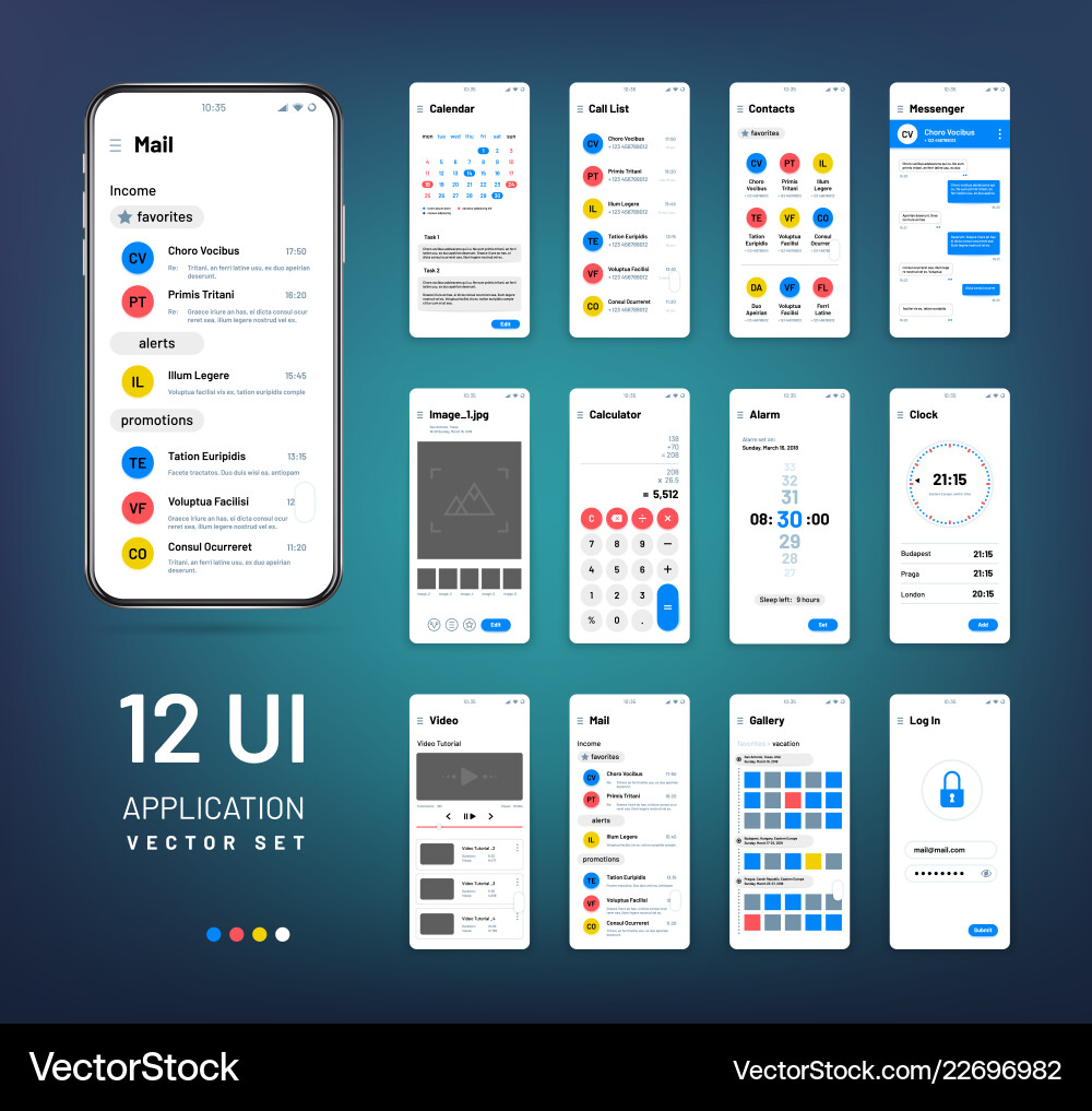 Mobile App Wireframe Kit - UI Templates vector image