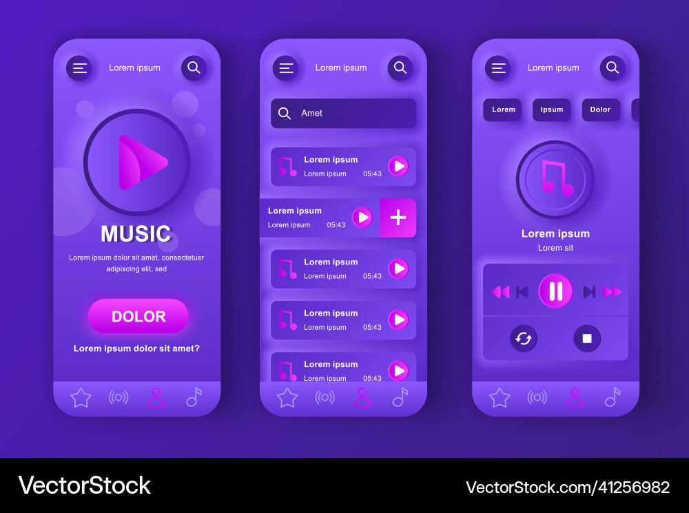 Music player unique neumorphic design kit for app Vector Image