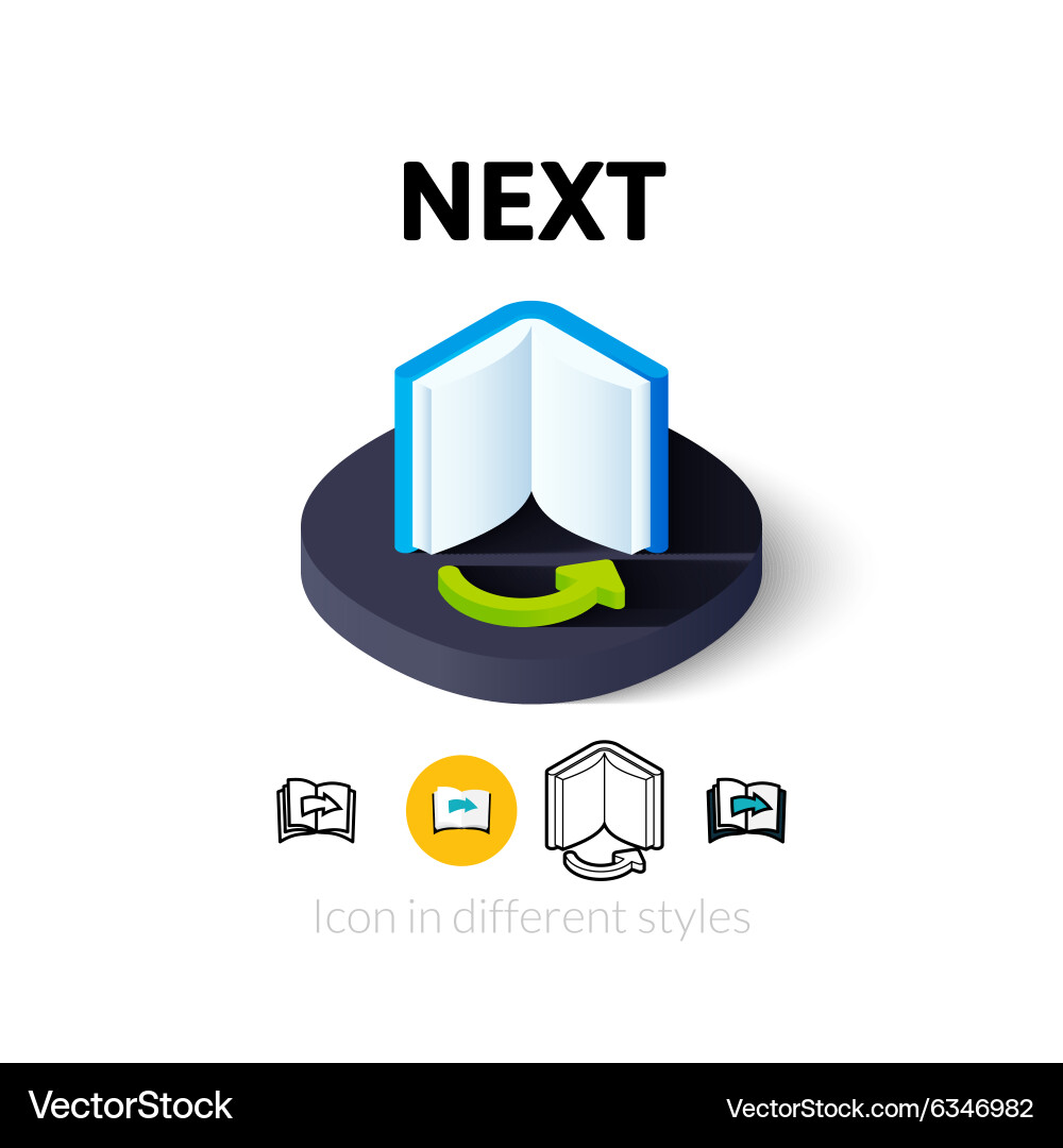 Next icon in different style vector image