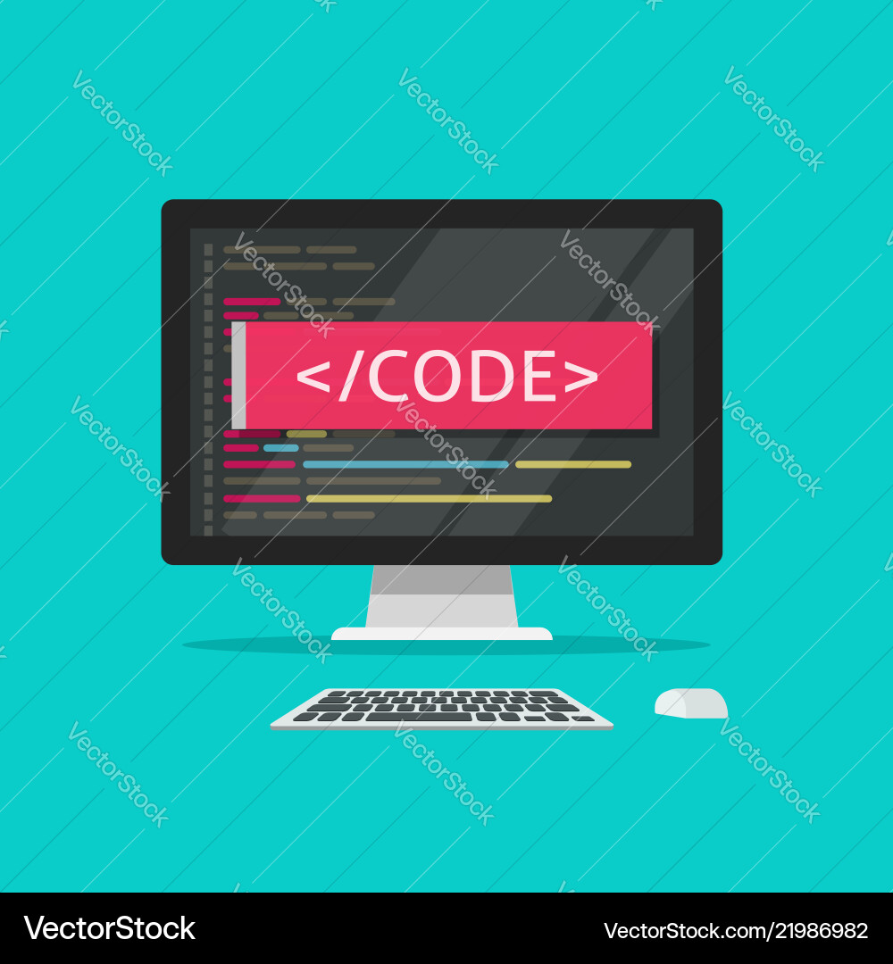Programming Code on Computer vector image