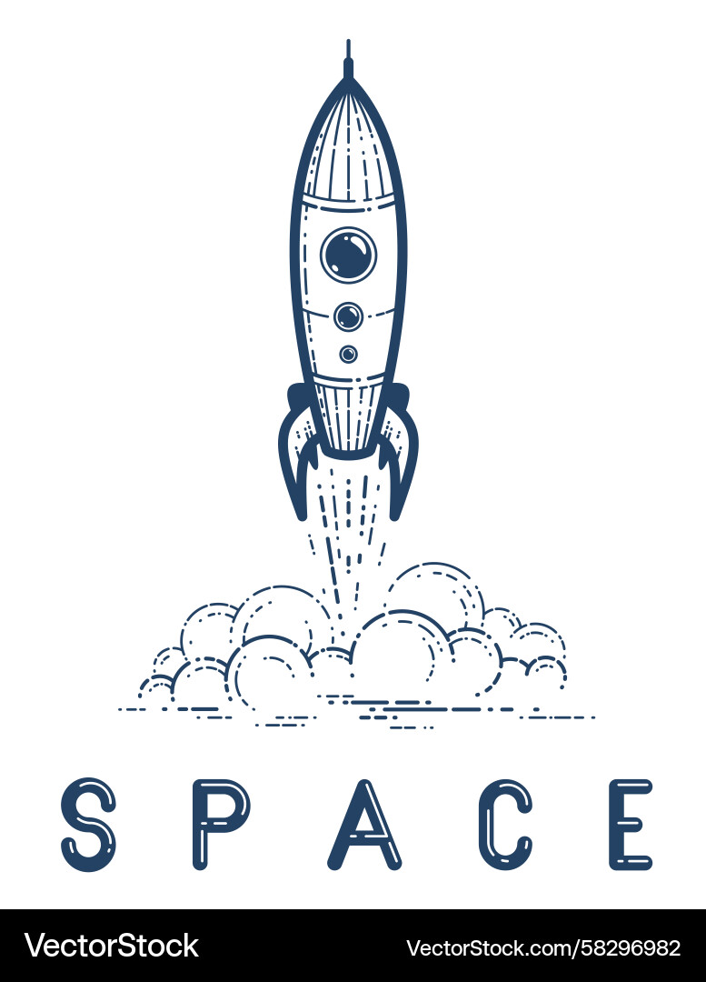 Rocket Launch Icon - Simple Linear Vector Image