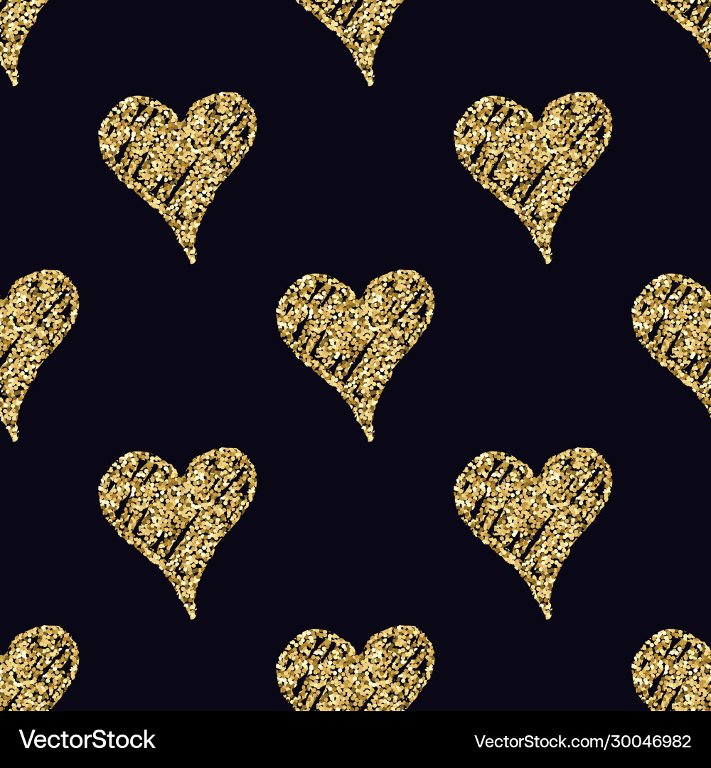 Seamless pattern with hand drawn golden hearts Seamless pattern with hand drawn golden hearts vector image