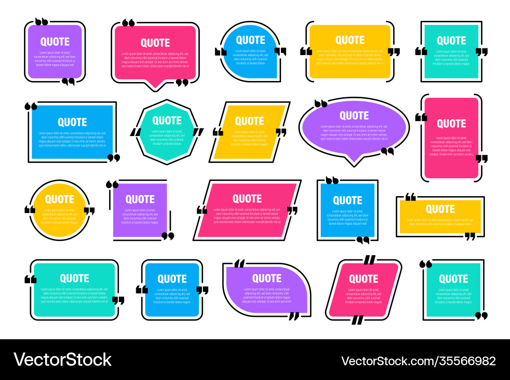 Set colorful isolated quote frames speech Set colorful isolated quote frames speech vector image