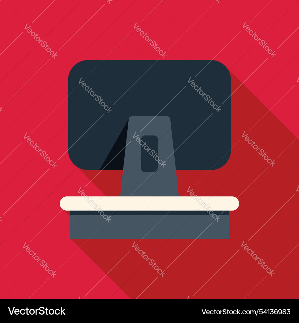 Back view of computer monitor displaying Back view of computer monitor displaying vector image