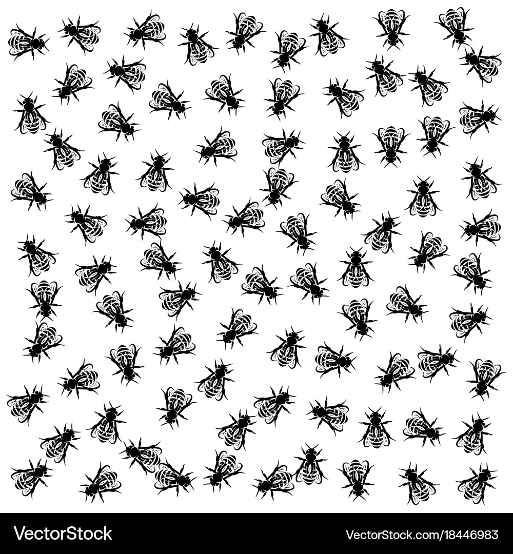 Bee Pattern Monochrome Background vector image