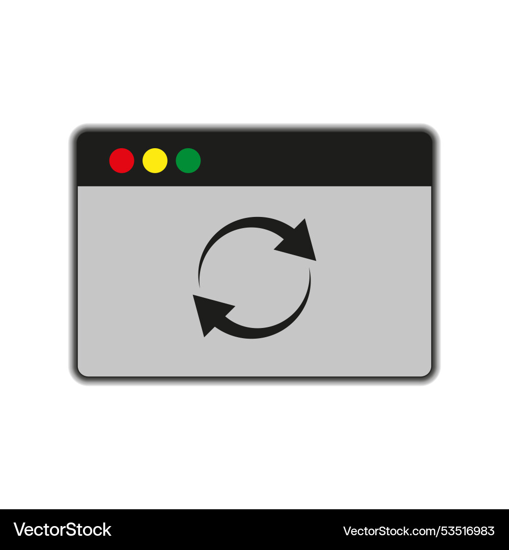 Browser window icon refresh symbol focus gray Browser window icon refresh symbol focus gray vector image