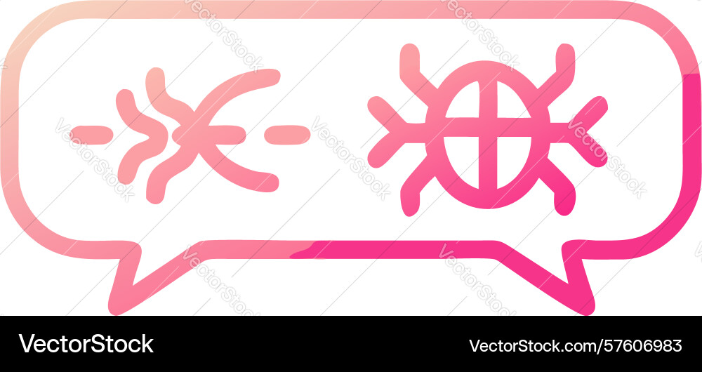 Bug infested chat bubble icon error virus vector image