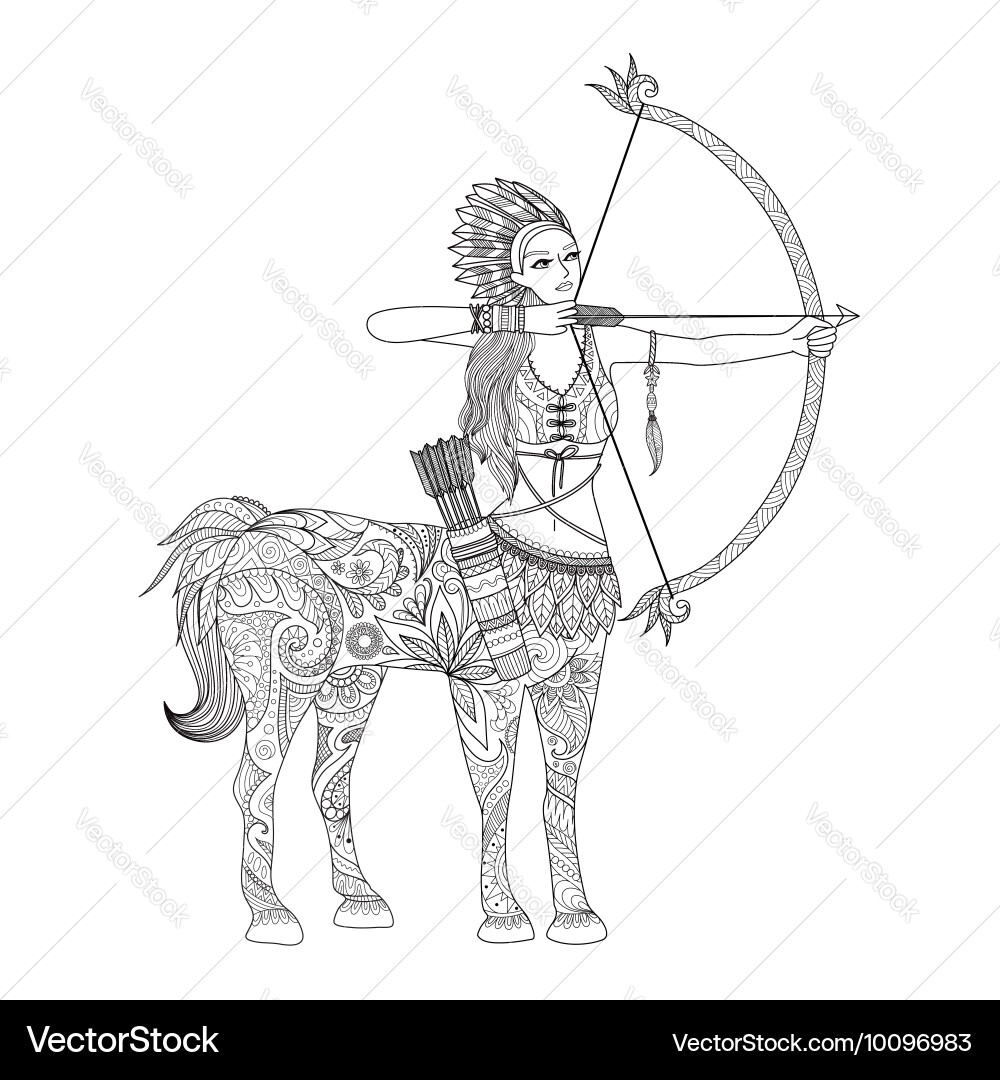 Centaur Girl Doodle Vector Image