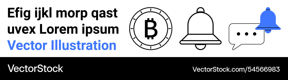 Cryptocurrency notification and messaging icons Cryptocurrency notification and messaging icons vector image