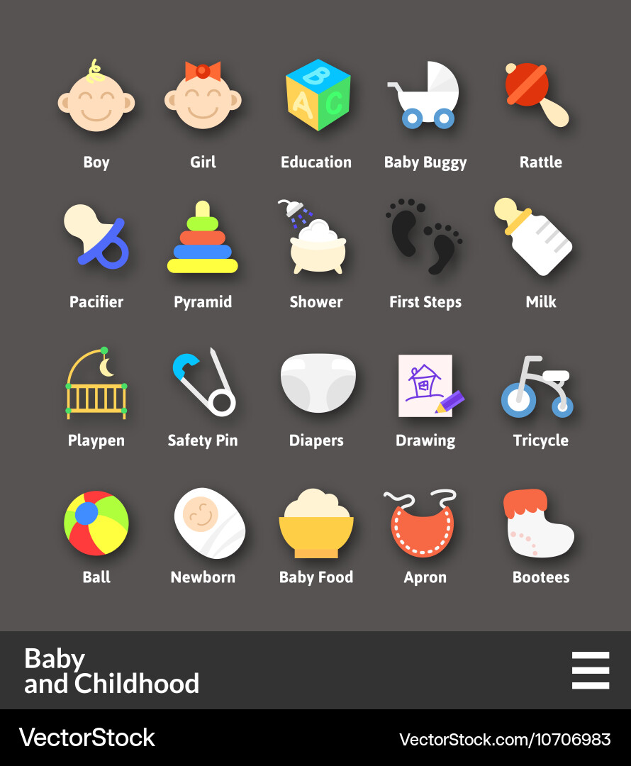 Flat material design icons set vector image