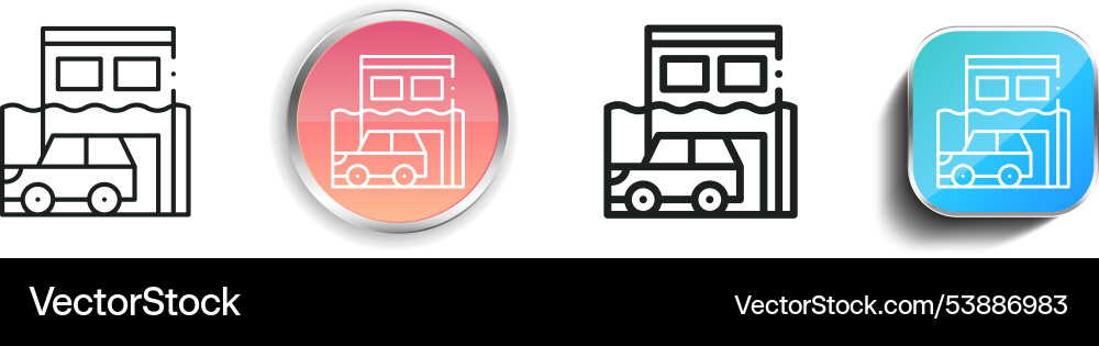Flood icon thin linear regular and button style vector image