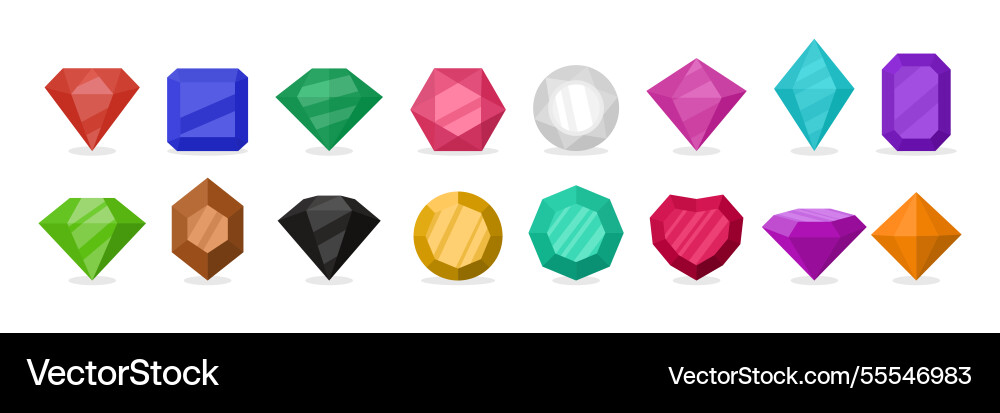 Gemstone Icon Set - Minimalist Style vector image
