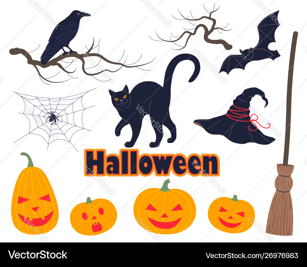 Halloween simple elements set Halloween simple elements set vector image