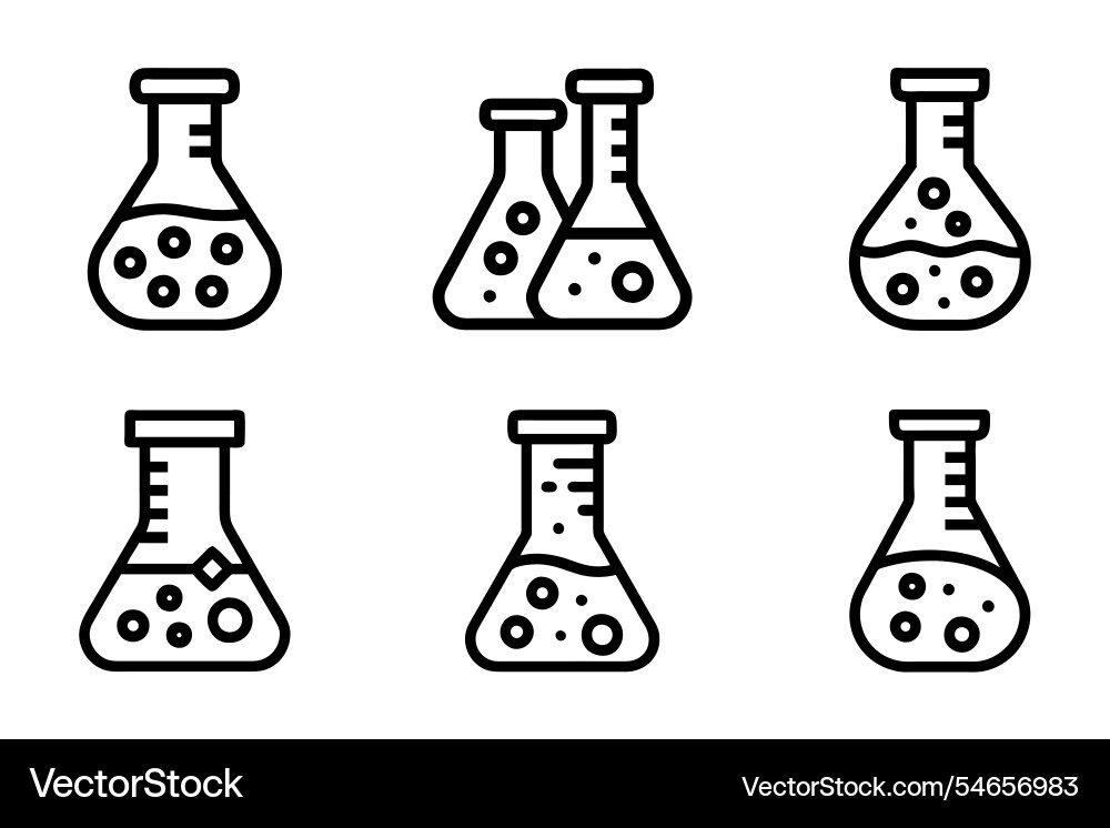 Laboratory flask icon set in silhouette style Vector Image