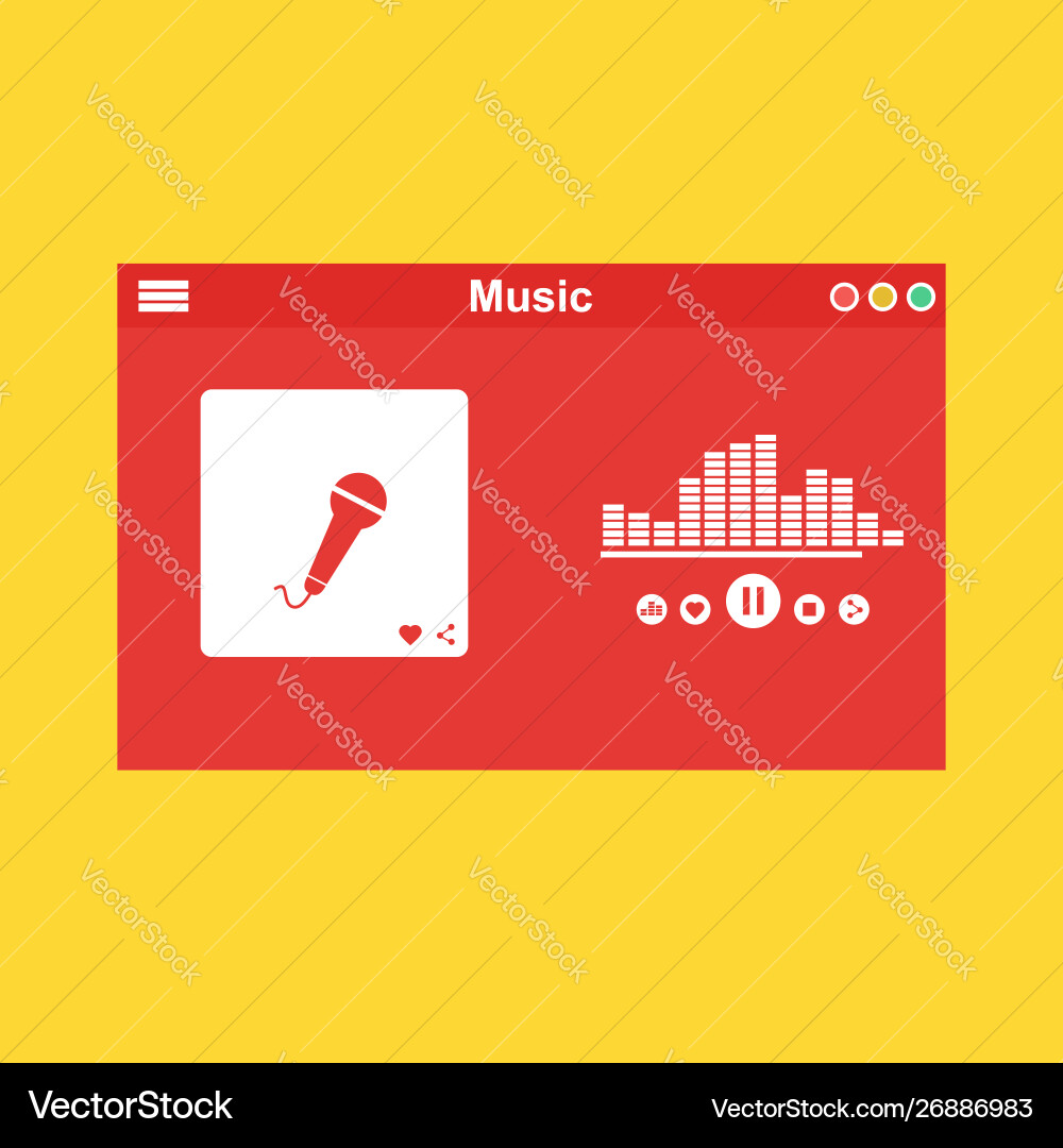 Media player application app template with flat Media player application app template with flat vector image