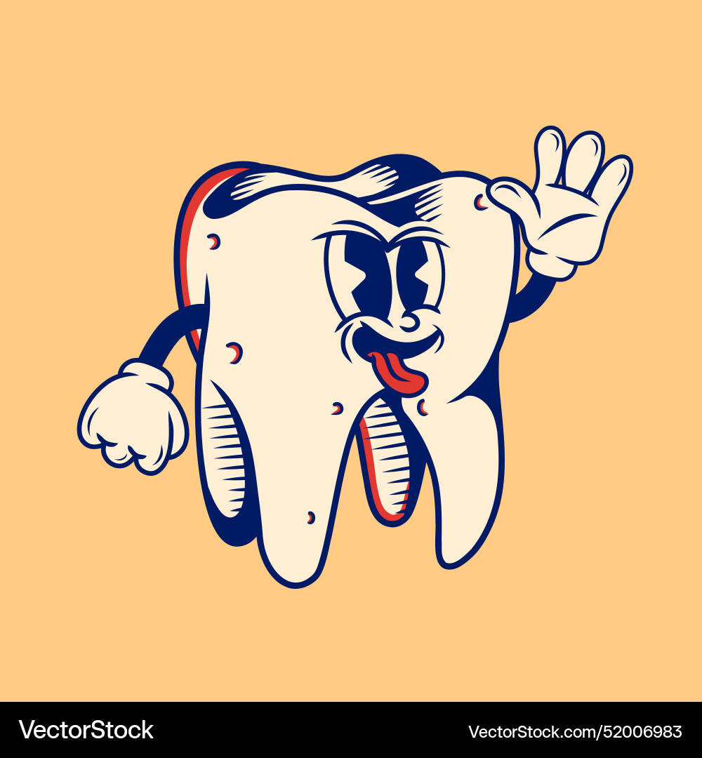 Retro character design of teeth Vector Image