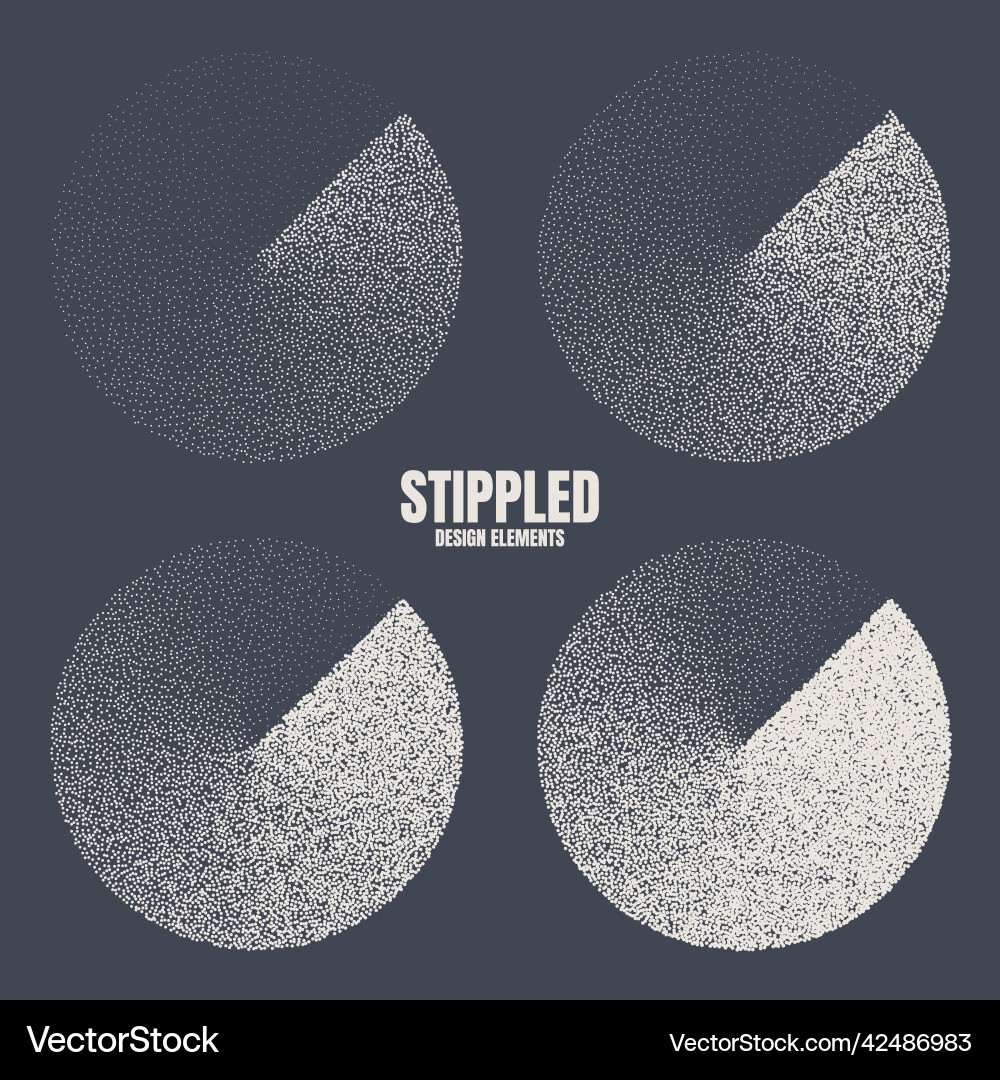 Round shaped dotted objects stipple elements Round shaped dotted objects stipple elements vector image