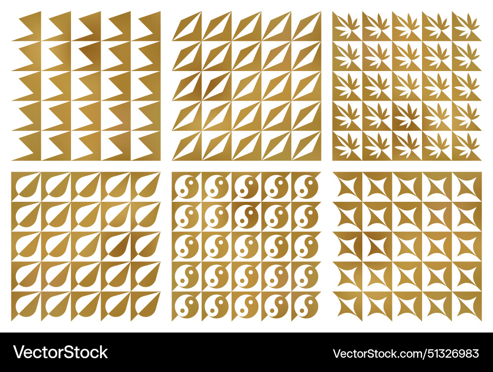 Seamless patterns set of different golden Seamless patterns set of different golden vector image