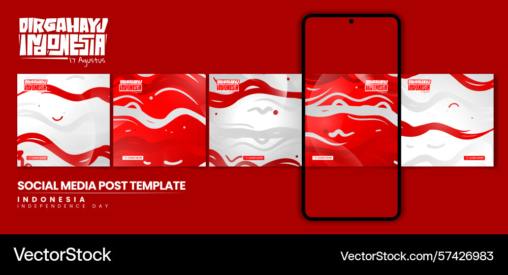 Set of carousel post design with waving flat Vector Image