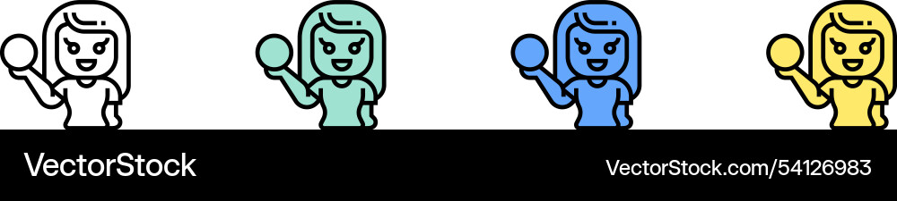 Woman icon outline green blue and yellow style Woman icon outline green blue and yellow style vector image
