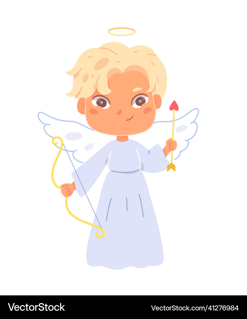 Angel cupid little boy funny cherub or cute eros Angel cupid little boy funny cherub or cute eros vector image