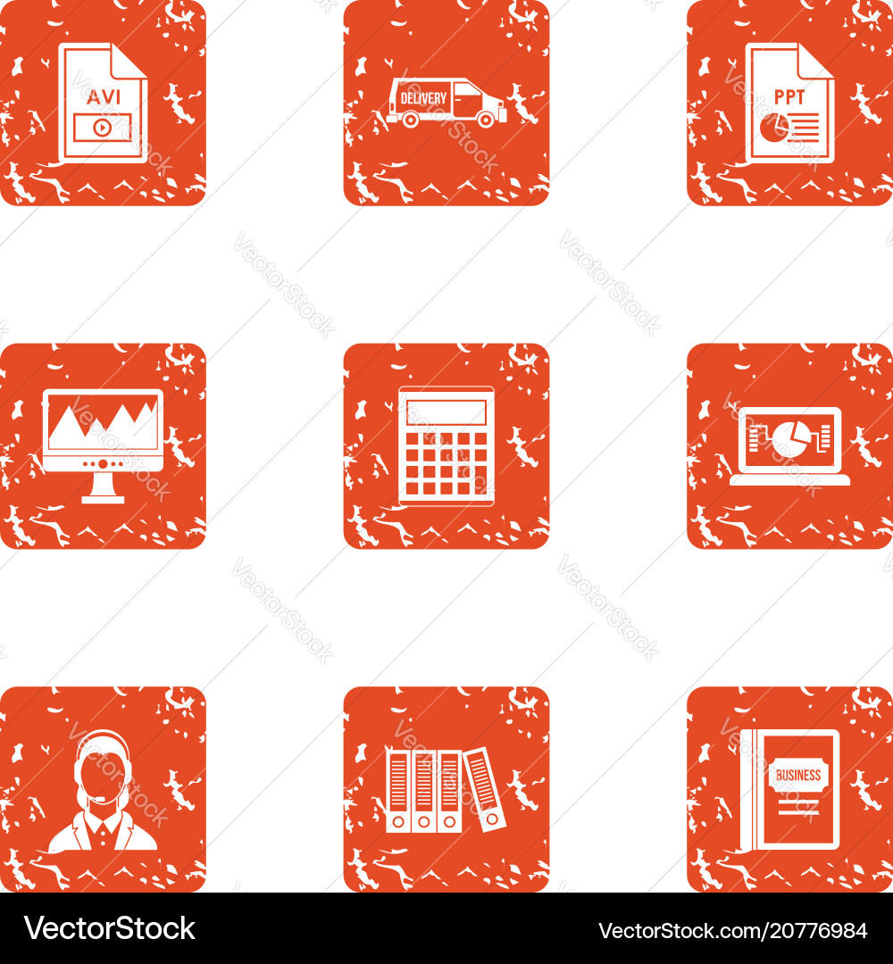 Computer documentation icons set grunge style Computer documentation icons set grunge style vector image