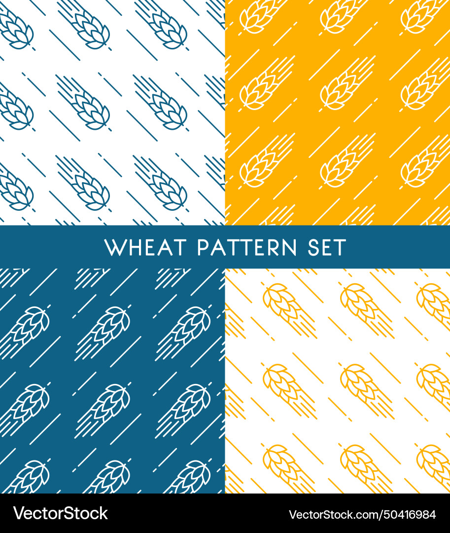 Ears of wheat seamless patterns set Ears of wheat seamless patterns set Vector Image
