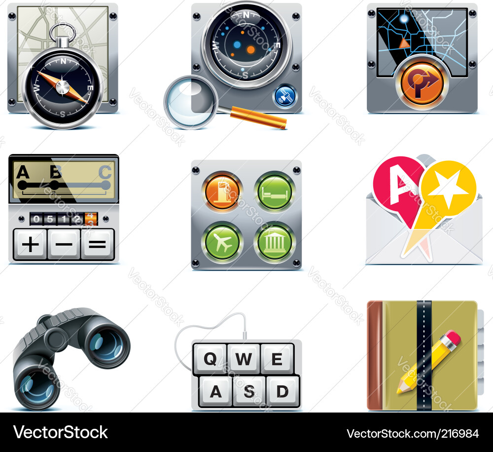 GPS Navigation Icons Set vector image