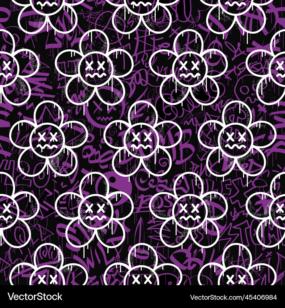 Graffiti and flower seamless pattern wallpaper art Graffiti and flower seamless pattern wallpaper art vector image