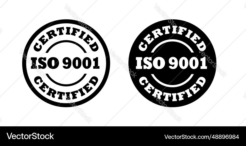 Iso 9001 certified label Royalty Free Vector Image