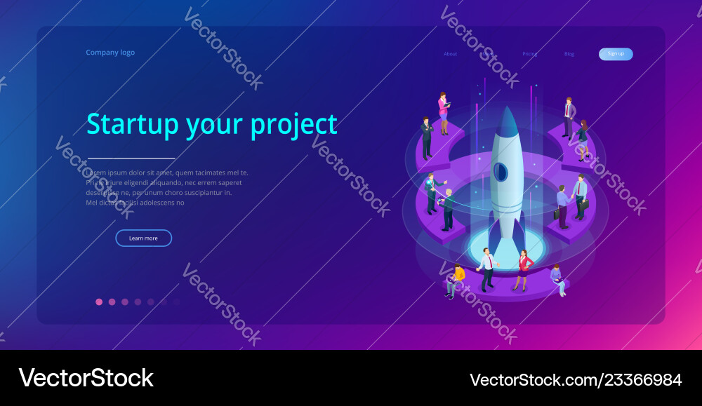 Isometric businnes start up for web page banner Isometric businnes start up for web page banner vector image