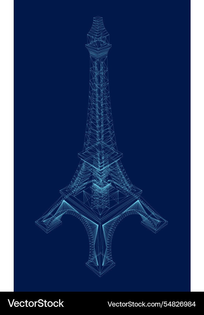 Mini eiffel tower wireframe isometric view Mini eiffel tower wireframe isometric view vector image