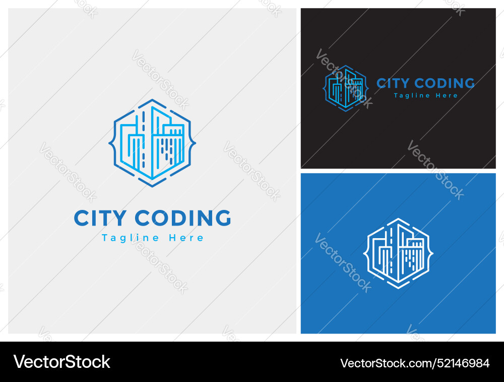 Modern city coding hosted logo for technology Modern city coding hosted logo for technology vector image