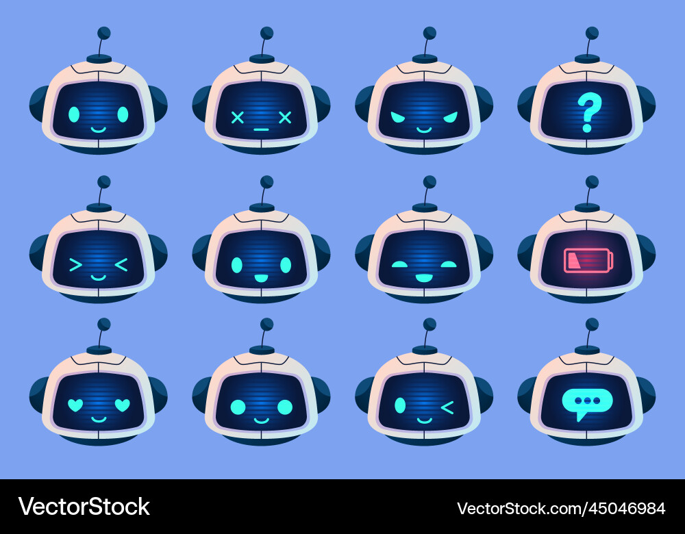 Robot Face Expressions - Android Emotions vector image