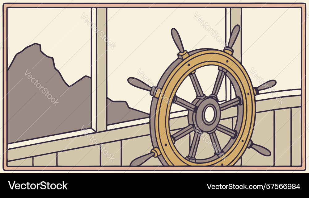 Ships wheel view from a window design generative vector image