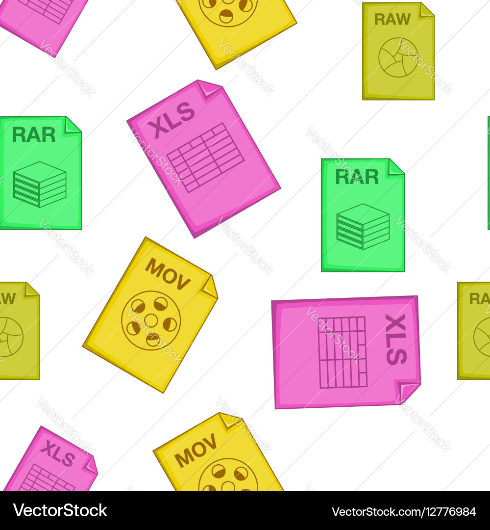 Types of files pattern cartoon style Vector Image