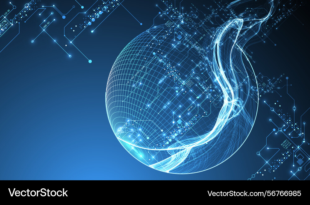 Abstract data wave with sphere and futuristic Abstract data wave with sphere and futuristic vector image