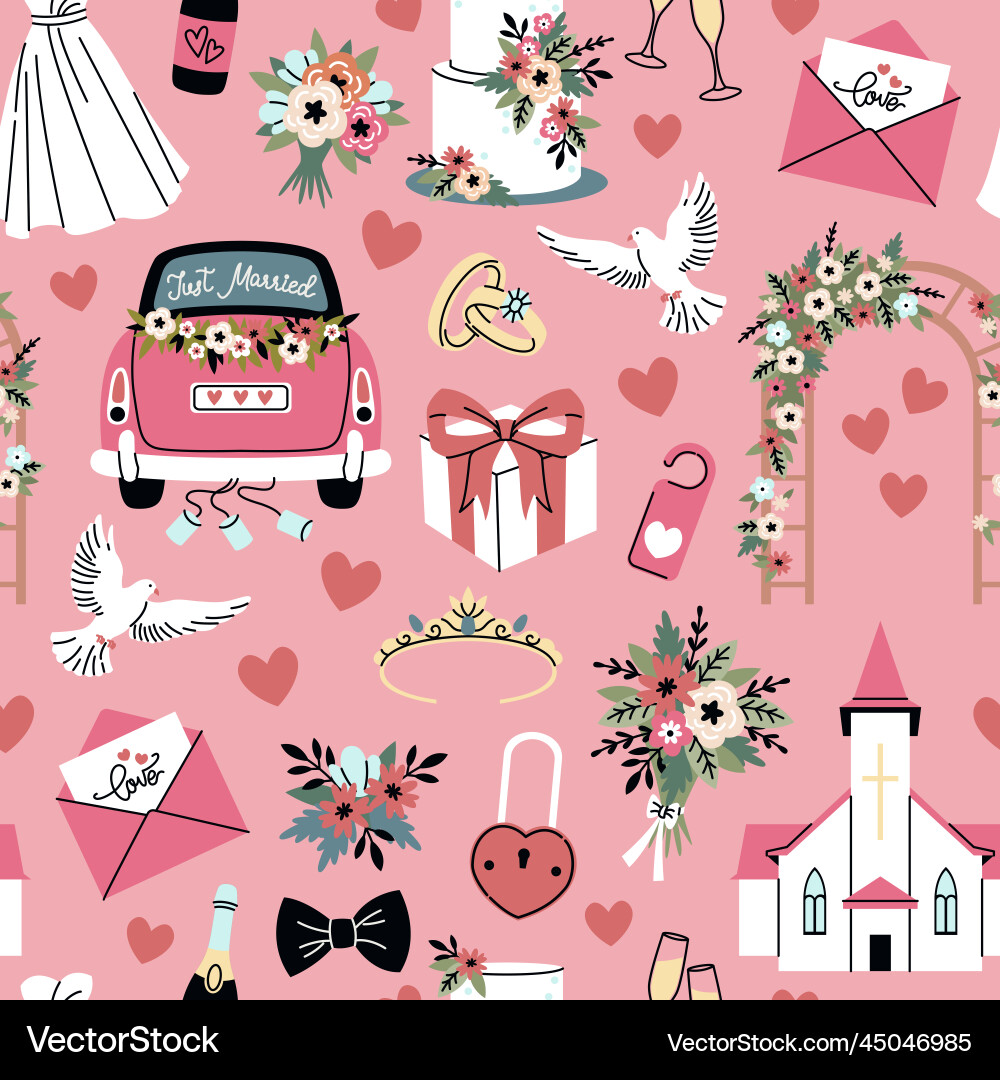 Cartoon Hochzeit nahtlose Muster Engagement Party Cartoon Hochzeit nahtlose Muster Engagement Party vektorbild