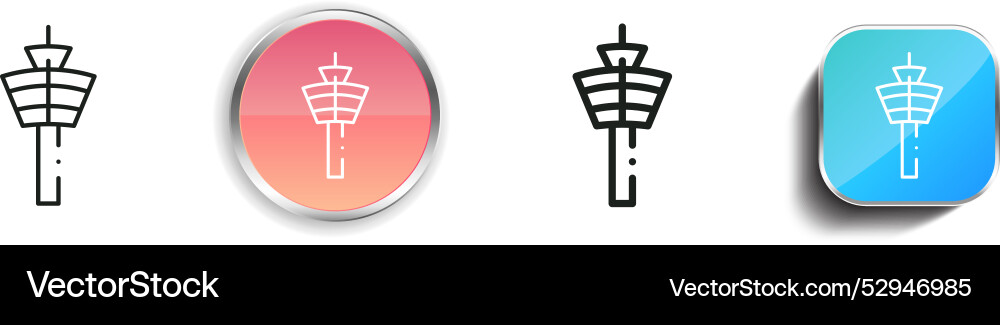 Control tower icon thin linear regular and button vector image