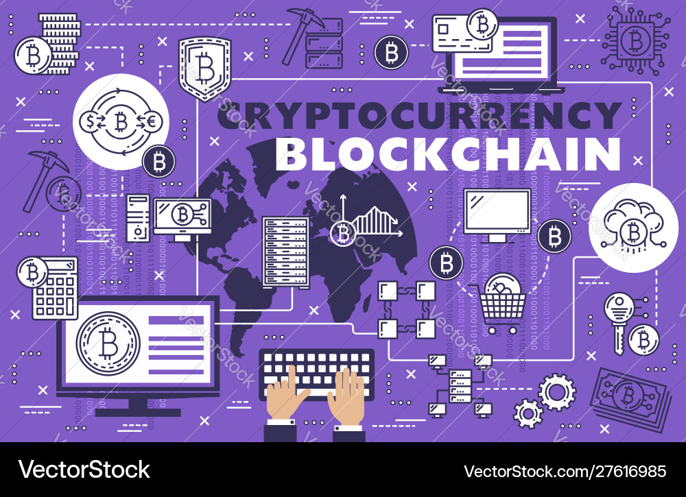 Cryptocurrency Blockchain Network Vector Image