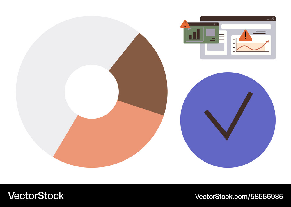 Data Analysis with Warning Pie Chart Vector Image