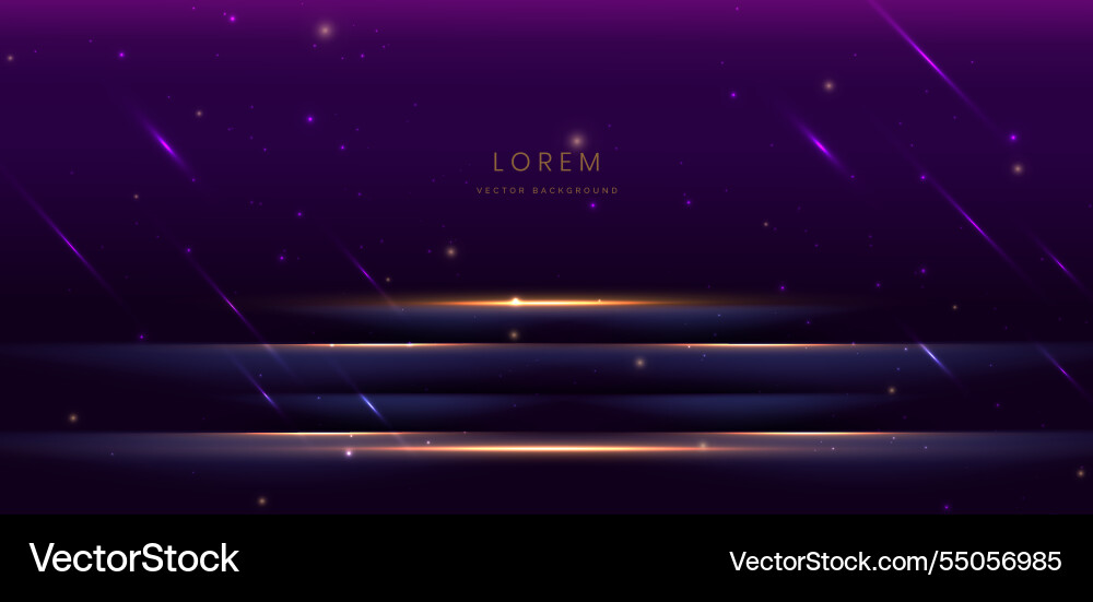 Elegant purple stage with gold diagonal glowing Elegant purple stage with gold diagonal glowing vector image