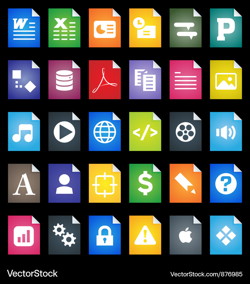 File Type Icons Collection vector image