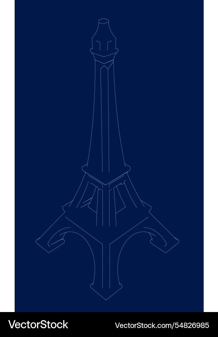 Mini eiffel tower contour isometric view Vector Image