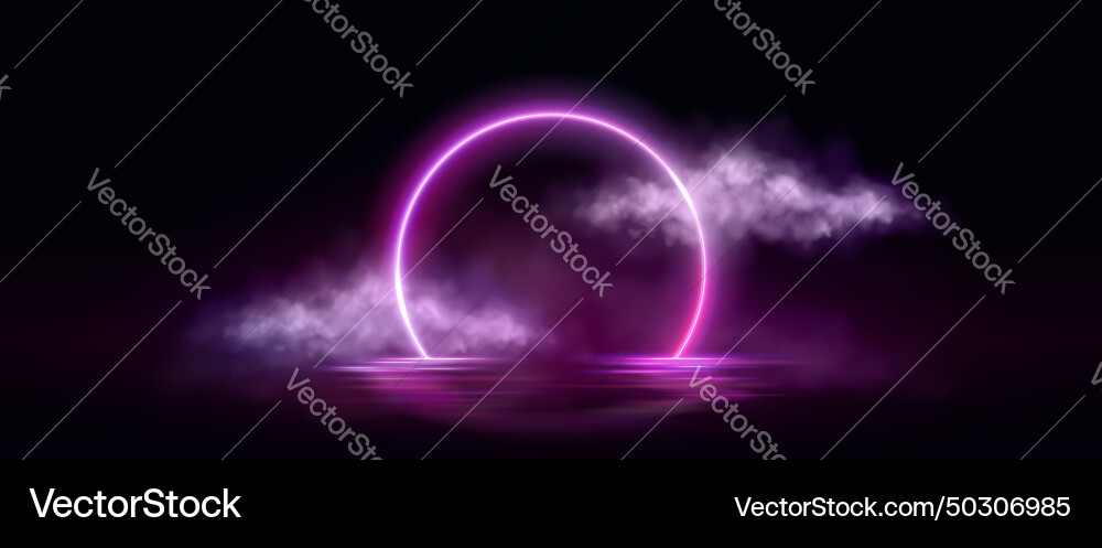 Neon-Kreisrahmen auf dunklem Wasser Hintergrund Neon-Kreisrahmen auf dunklem Wasser Hintergrund vektorbild