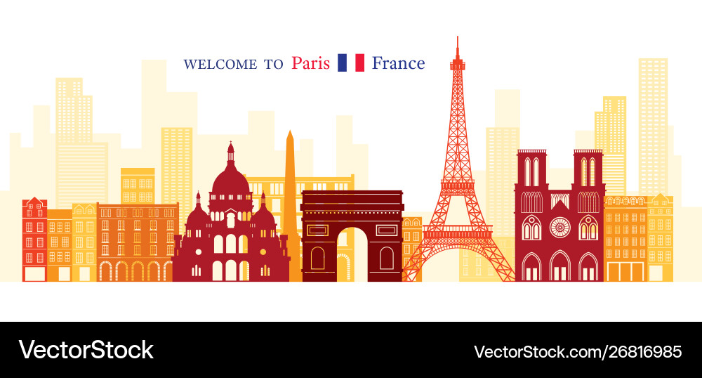 Paris France Sehenswürdigkeiten Skyline Form Paris France Sehenswürdigkeiten Skyline Form vektorbild