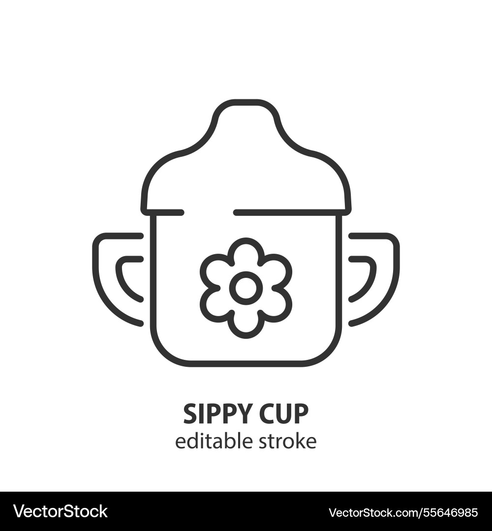 Sippy cup line icon baby accessory outline Sippy cup line icon baby accessory outline vector image