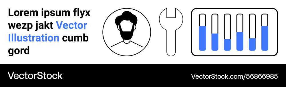 User profile icon with wrench and bar graph User profile icon with wrench and bar graph vector image