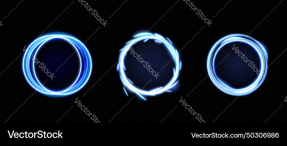 Blue round frames set on transparent background Vector Image