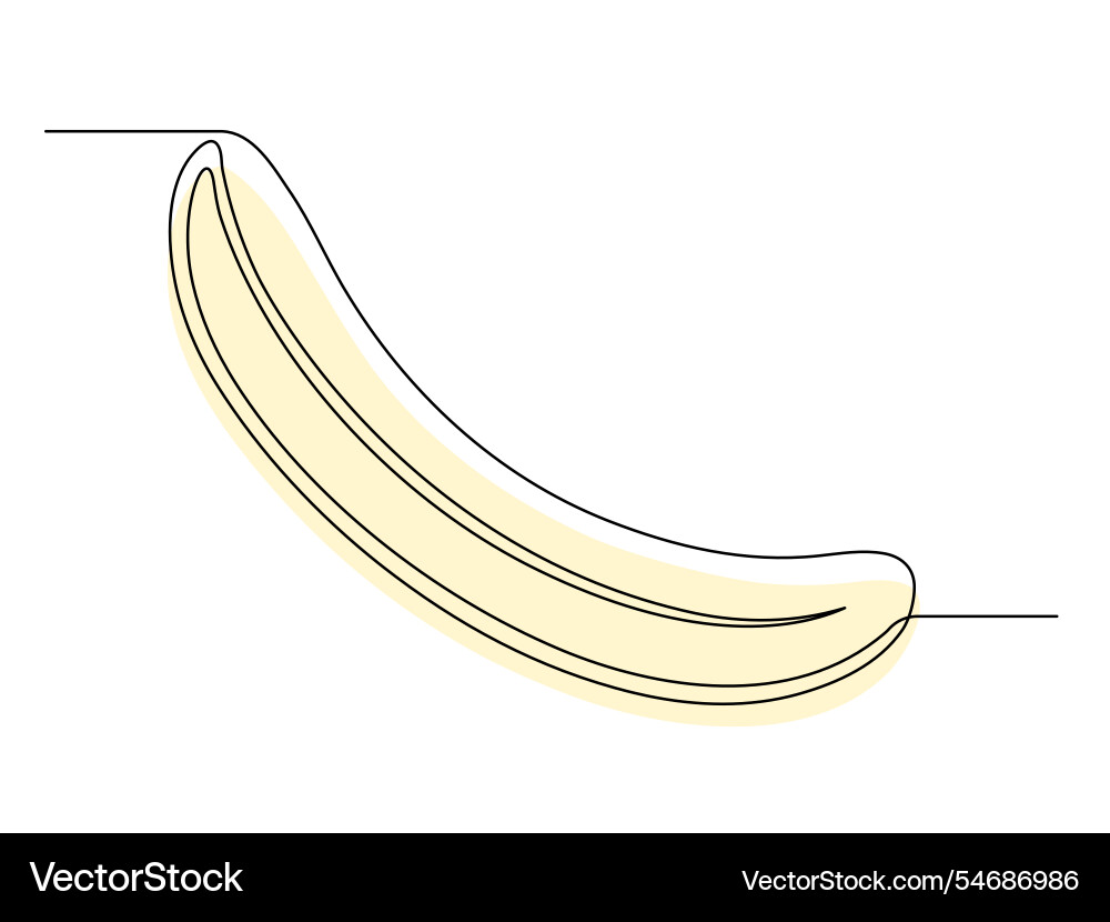 Continuous line of opened yellow banana Continuous line of opened yellow banana Vector Image